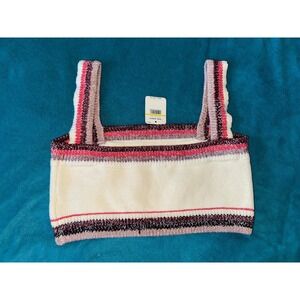 Free People Sweater Knit Crop Top‎ Striped Sleeveless Casual Size Small
